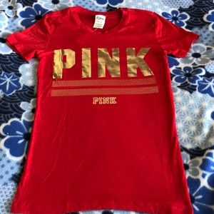 PINK RED CREW NECK TSHIRT